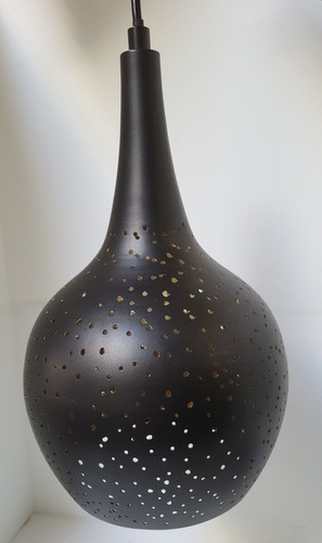 Black gold teardrop pendant - black, &