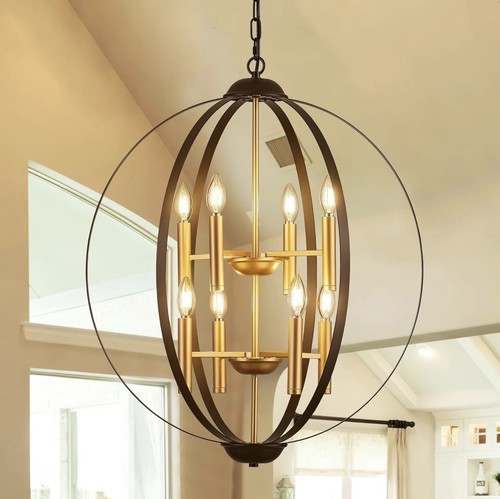 Black gold 8 light globe - 23.6''black,